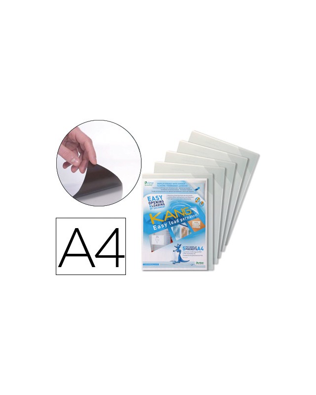 Funda de presentacion djois adhesiva permanente rigida y anti reflejo din a4 pack 5 unidades