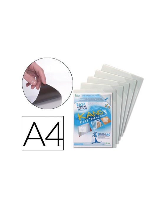 Funda de presentacion djois adhesiva permanente rigida y anti reflejo din a4 pack 5 unidades