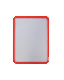 Marco porta anuncios djois magneto din a4 con 4 bandas magneticas en el dorso color rojo pack de 2 unidades