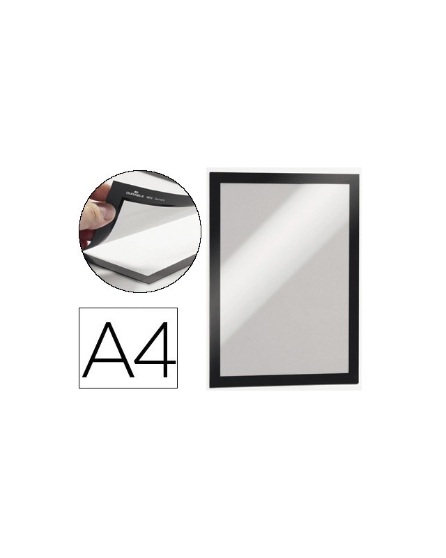 Marco porta anuncios durable pp magnetico din a4 dorso adhesivo removible color negro pack de 2 unidades