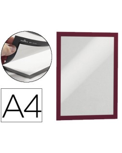 Marco porta anuncios durable pp magnetico din a4 dorso adhesivo removible color rojo pack de 2 unidades