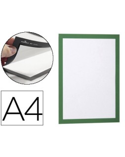 Marco porta anuncios durable pp magnetico din a4 dorso adhesivo removible color verde pack de 2 unidades