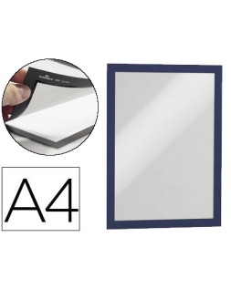 Marco porta anuncios durable pp magnetico din a4 dorso adhesivo removible color azul pack de 2 unidades