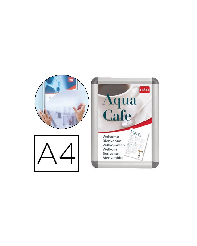 Marco porta anuncios nobo clipdown din a4 marco de aluminio con cantoneras 24,8x37x1,7 cm