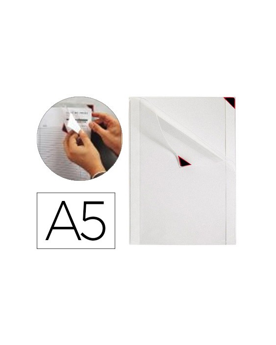 Funda de presentacion djois kang easy clic adhesiva removible din a5 esquina magnetica pack 5 uds