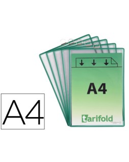 Funda para colgar djois din a4 pvc con anilla marco verde pack de 5 unidades