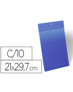 Funda durable magnetica 210x297 mm plastico azul ventana transparente pack de 10 unidades