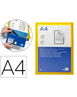 Marco porta anuncios liderpapel magnetico din a4 dorso adhesivo removible color amarillo