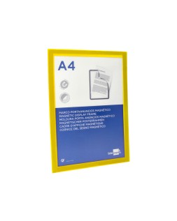Marco porta anuncios liderpapel magnetico din a4 dorso adhesivo removible color amarillo