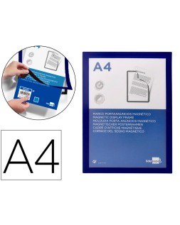 Marco porta anuncios liderpapel magnetico din a4 dorso adhesivo removible color azul