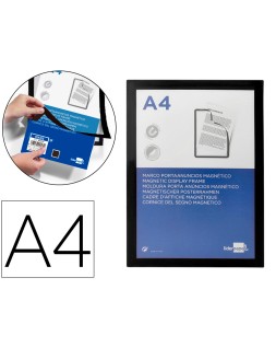 Marco porta anuncios liderpapel magnetico din a4 dorso adhesivo removible color negro