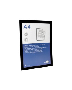 Marco porta anuncios liderpapel magnetico din a4 dorso adhesivo removible color negro