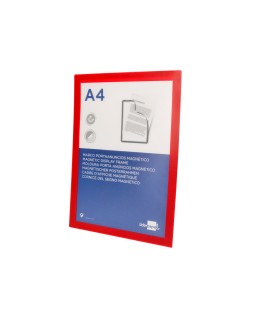 Marco porta anuncios liderpapel magnetico din a4 dorso adhesivo removible color rojo