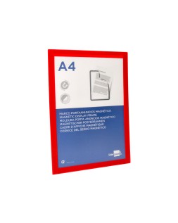 Marco porta anuncios liderpapel magnetico din a4 dorso adhesivo removible color rojo