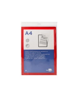 Marco porta anuncios liderpapel magnetico din a4 dorso adhesivo removible color rojo