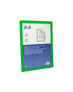 Marco porta anuncios liderpapel magnetico din a4 dorso adhesivo removible color verde
