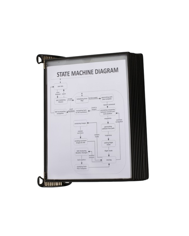 Portacatalogo de pared djois pro con 10 fundas a4 polipropileno easy load color negro 355x430x170 mm