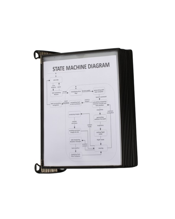 Portacatalogo de pared djois pro con 10 fundas a4 polipropileno easy load color negro 355x430x170 mm