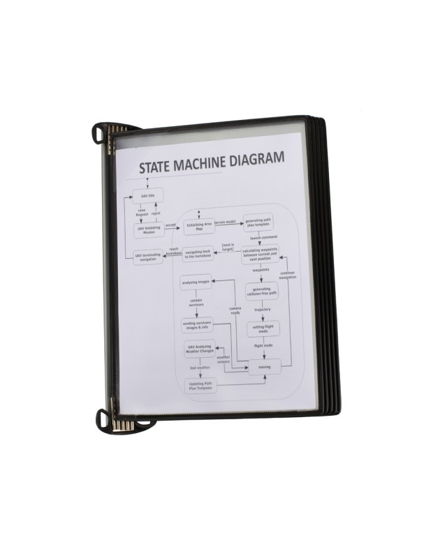 Portacatalogo de pared djois pro con 5 fundas a4 polipropileno easy load color negro 355x390x170 mm