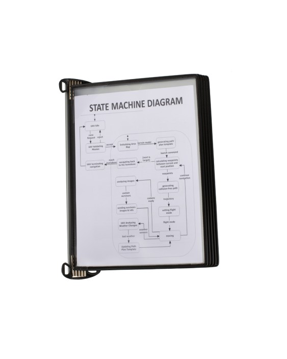 Portacatalogo de pared djois pro con 5 fundas a4 polipropileno easy load color negro 355x390x170 mm