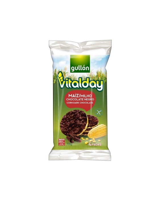 Tortitas de maiz gullon vitalday chocolate negro paquete de 4 unidades 25 g