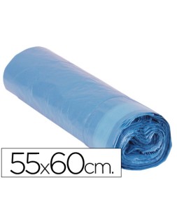 Bolsa basura domestica azul cierra facil 55x60 galga 120 rollo de 20 unidades