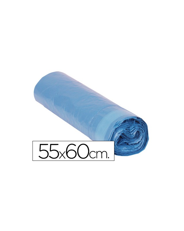 Bolsa basura domestica azul cierra facil 55x60 galga 120 rollo de 20 unidades