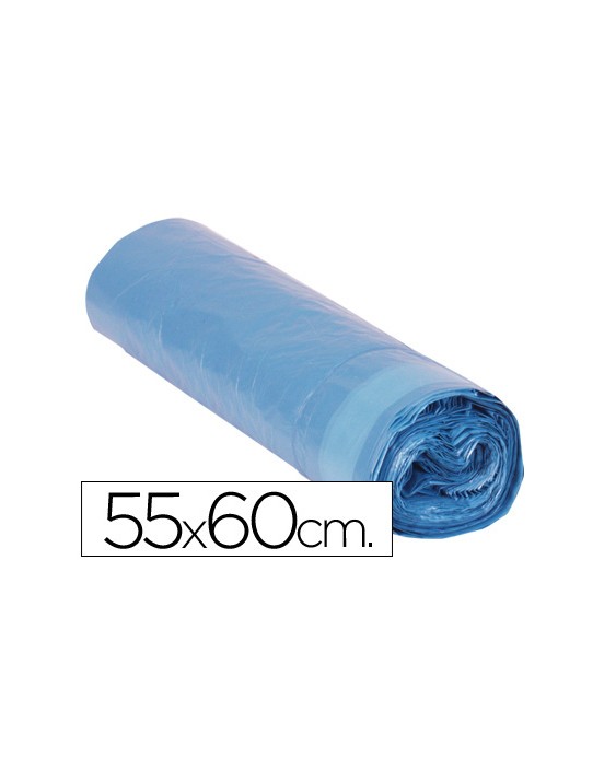 Bolsa basura domestica azul cierra facil 55x60 galga 120 rollo de 20 unidades