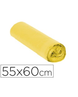 Bolsa basura domestica amarilla con autocierre 55 x 60 cm rollo de 15 unidades