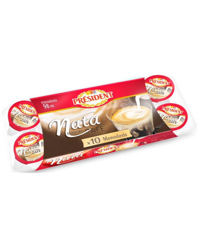 Leche evaporada president porciones de 10 gr envase de 10 unidades