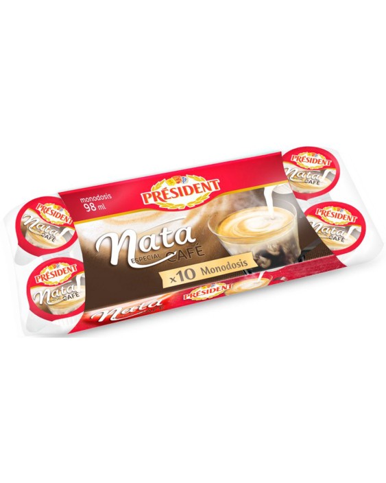 Leche evaporada president porciones de 10 gr envase de 10 unidades