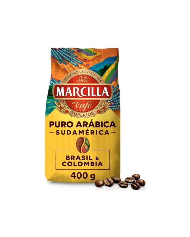 Cafe en grano marcilla superior puro arabica sudamerica brasil&colombia paquete de 400 g