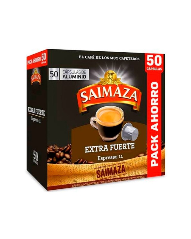 Cafe saimaza extra fuerte espresso intensidad 11 caja de 50 capsulas compatible nespresso