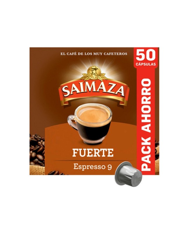 Cafe saimaza fuerte espresso intensidad 9 caja de 50 capsulas compatible nespresso