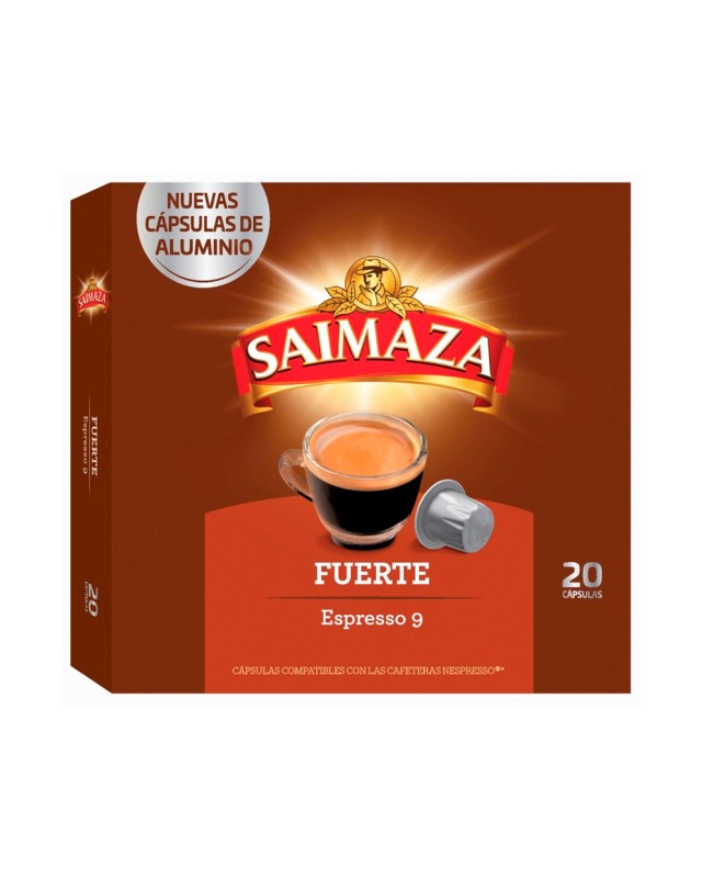 Cafe saimaza fuerte espresso intensidad 9 caja de 20 capsulas compatible nespresso