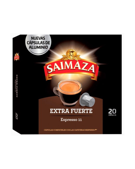 Cafe saimaza extra fuerte espresso intensidad 11 caja de 20 capsulas compatible nespresso