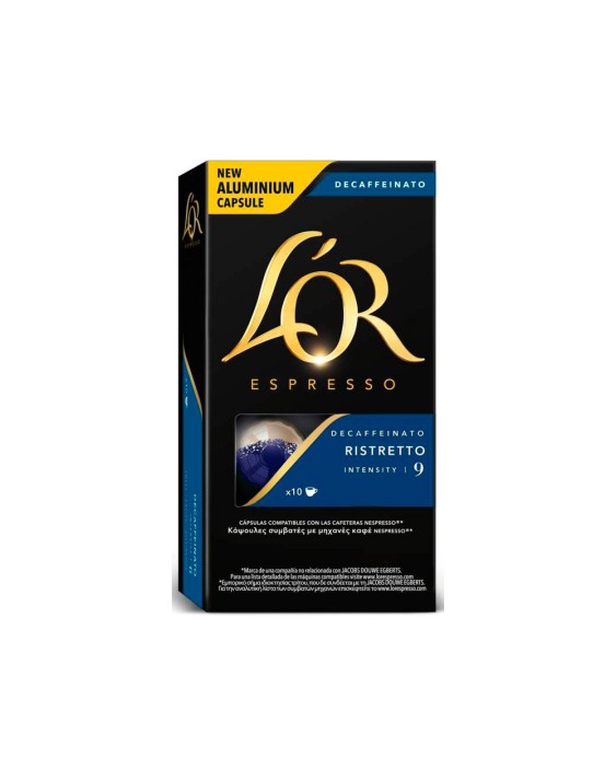 Cafe l'or espresso descafeinado ristretto intensidad 9 caja de 10 capsulas compatible nespresso