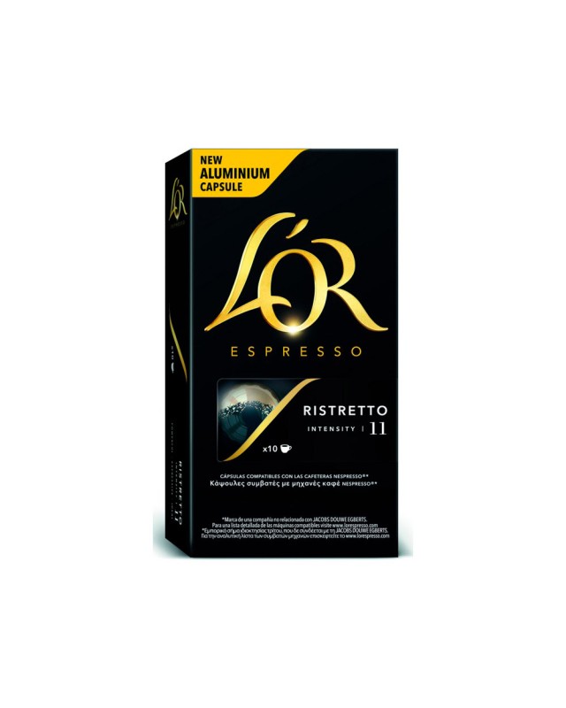 Cafe l'or espresso ristretto intensidad 11 caja de 10 capsulas compatible nespresso