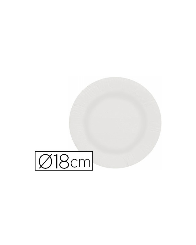 Plato papel reciclable blanco 18 cm paquete 50 unidades