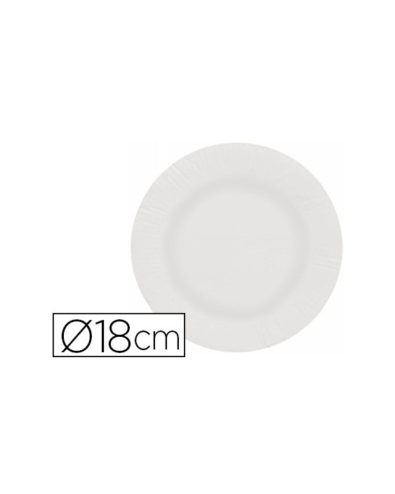 Plato papel reciclable blanco 18 cm paquete 50 unidades