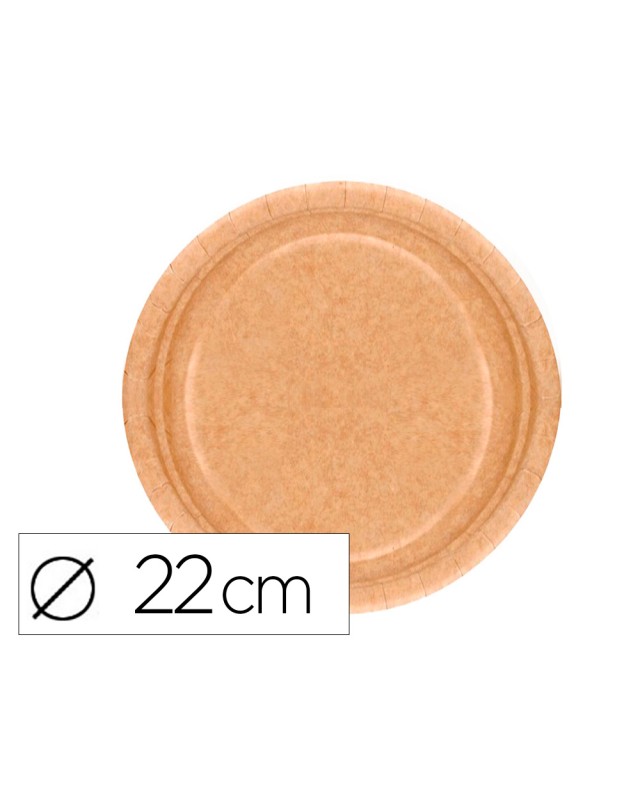 Plato carton biodegradable marron 22 cm paquete de 50 unidades