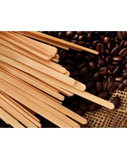 Paletina agitadora de madera 14 cm para el cafe con funda individual bolsa de 1000 unidades