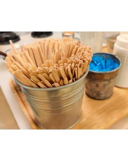 Paletina agitadora de madera 14 cm para el cafe con funda individual bolsa de 1000 unidades