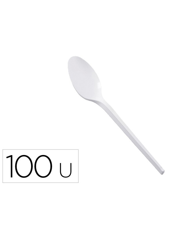 Cuchara sopera de plastico blanco reutilizable paquete de100 unidades