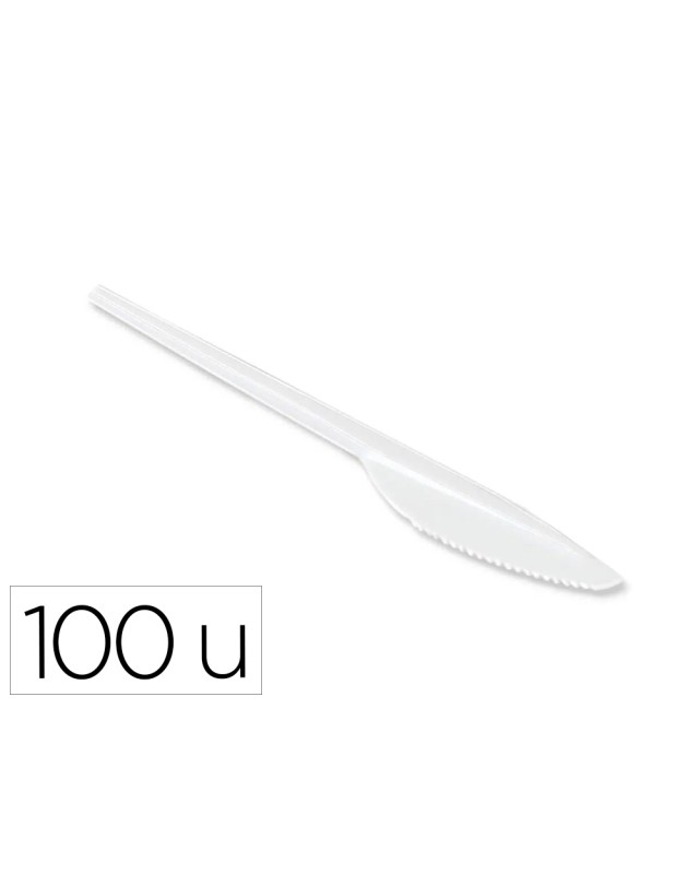 Cuchillo de plastico blanco reutilizable paquete de 100 unidades