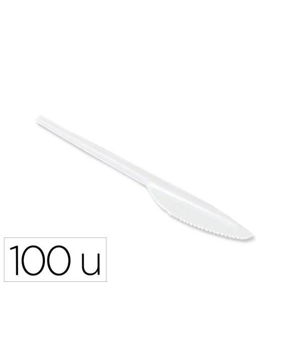 Cuchillo de plastico blanco reutilizable paquete de 100 unidades