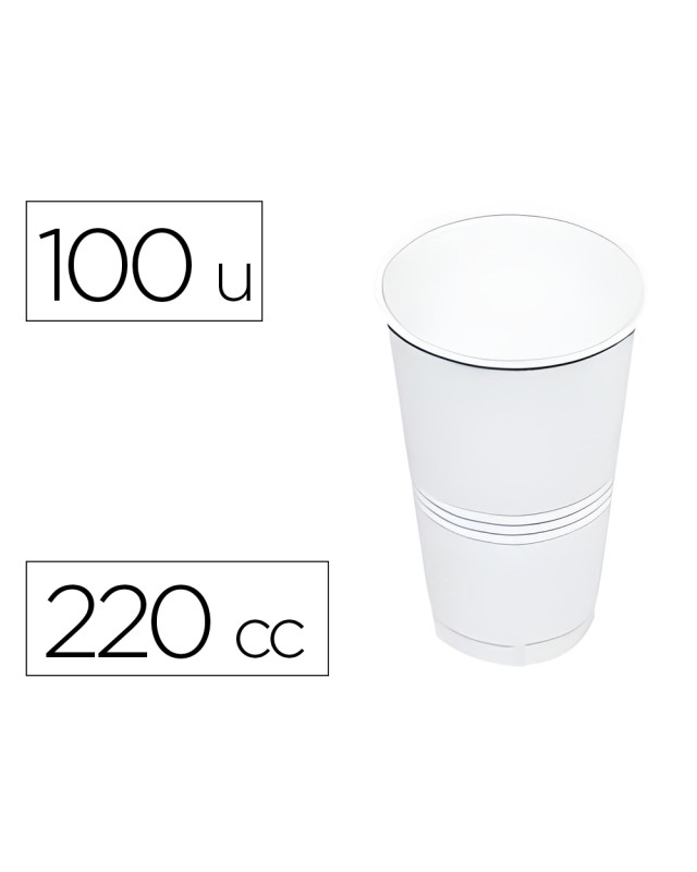 Vaso de plastico blanco 220 cc paquete de 100 unidades