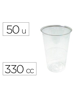 Vaso de plastico transparente 330 cc paquete de 50 unidades