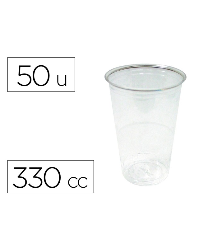 Vaso de plastico transparente 330 cc paquete de 50 unidades