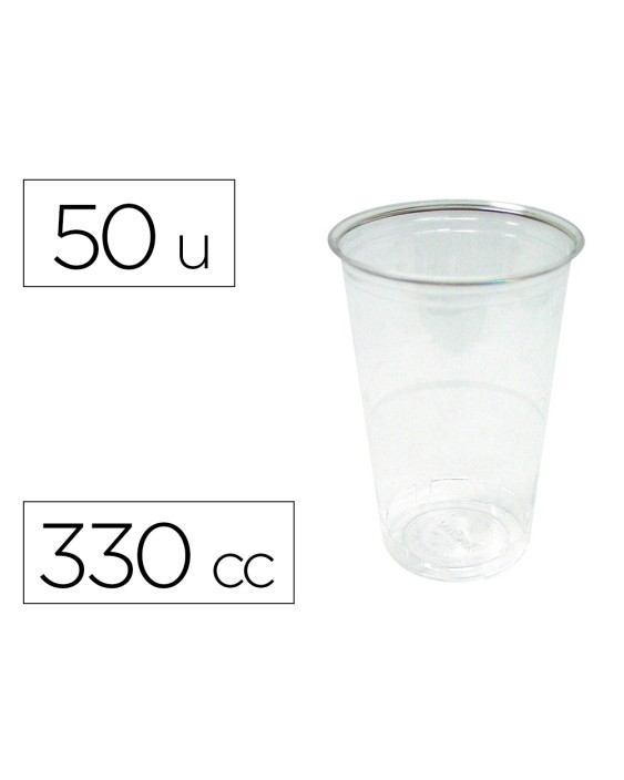 Vaso de plastico transparente 330 cc paquete de 50 unidades